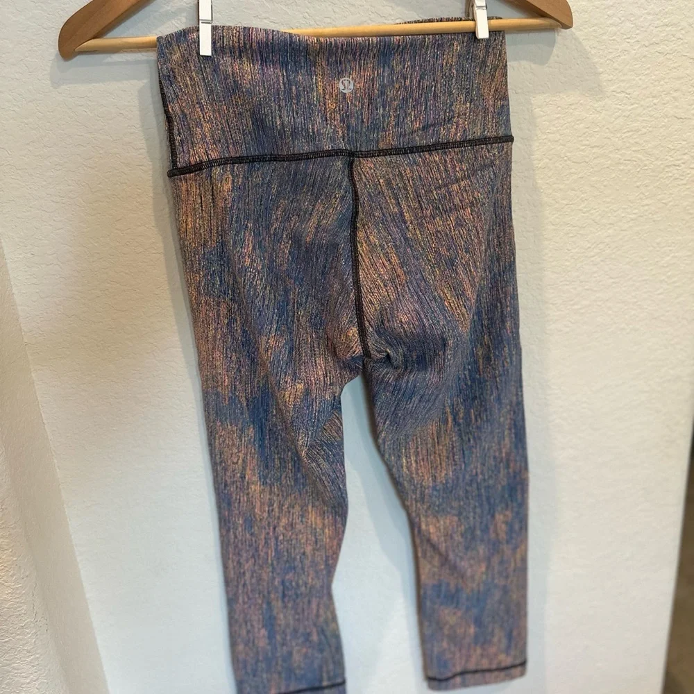 Lululemon Wunder Under HR crop Red Teal Lagoon  Jaquared Sz 6 full on Luxtreme - Picture 4 of 7